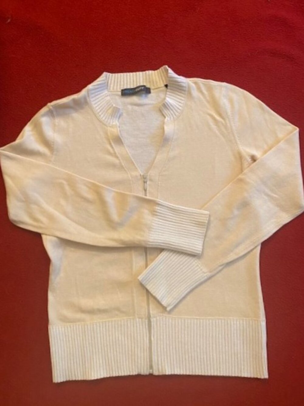 Frenchcuff Beige/Cream Zip Front Sweater - Size M